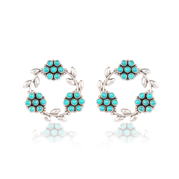 The Floral Wreath Earrings - Turquoise