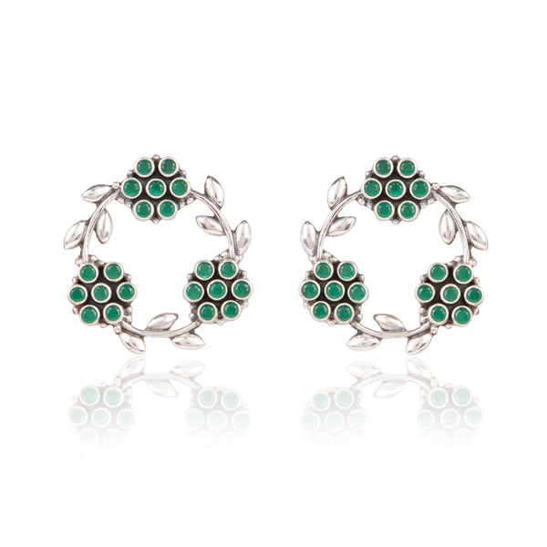 The Floral Wreath Earrings - Green