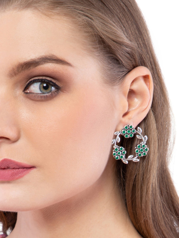 The Floral Wreath Earrings - Green