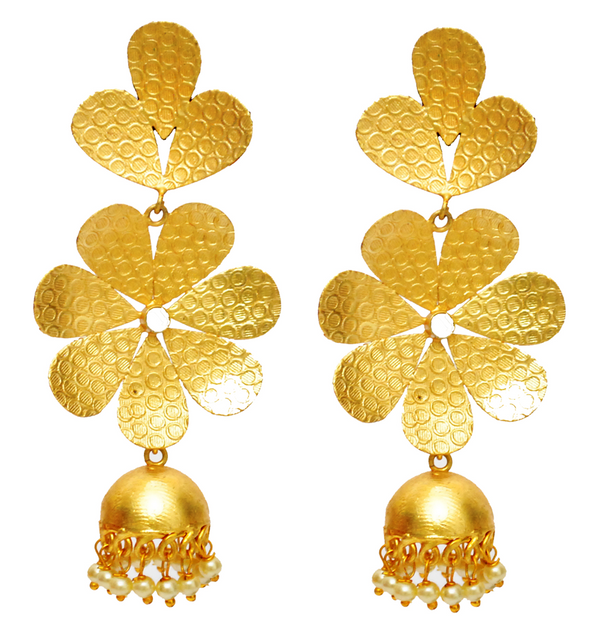 The Gold Floral Danglers