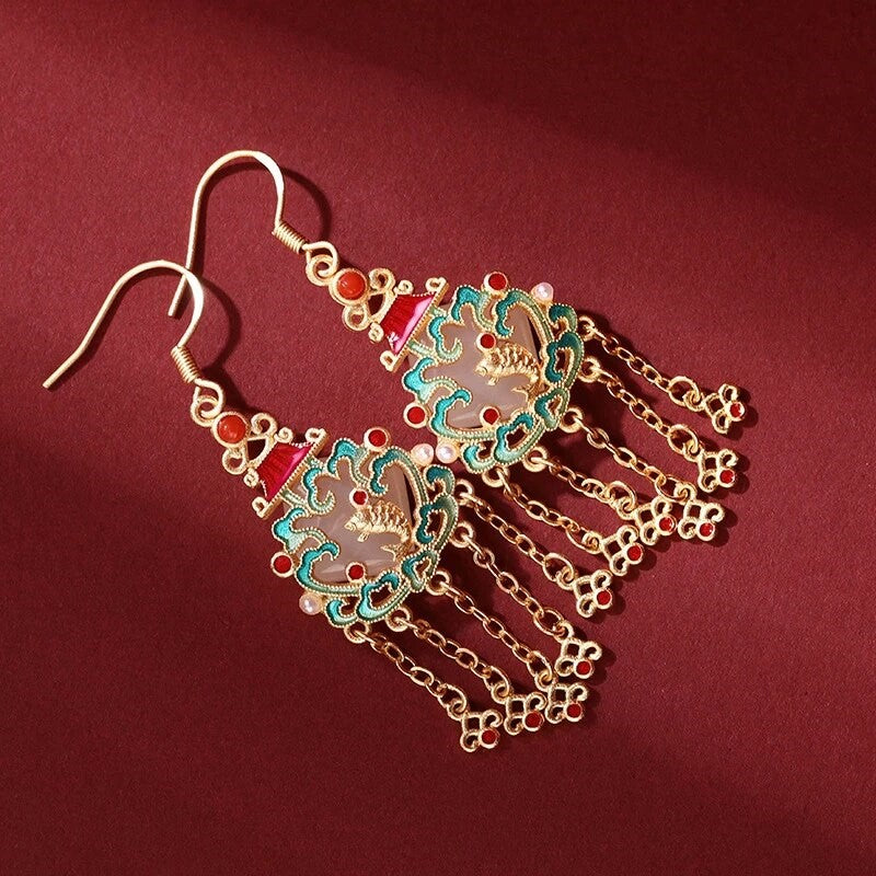 The Royal Jade Tassel Earrings