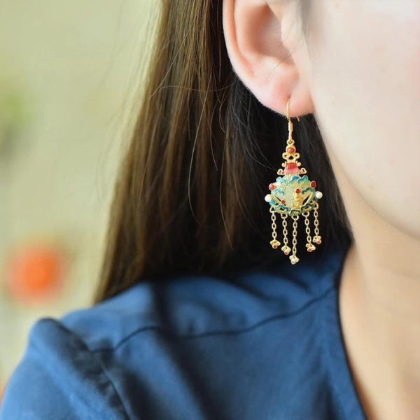 The Royal Jade Tassel Earrings