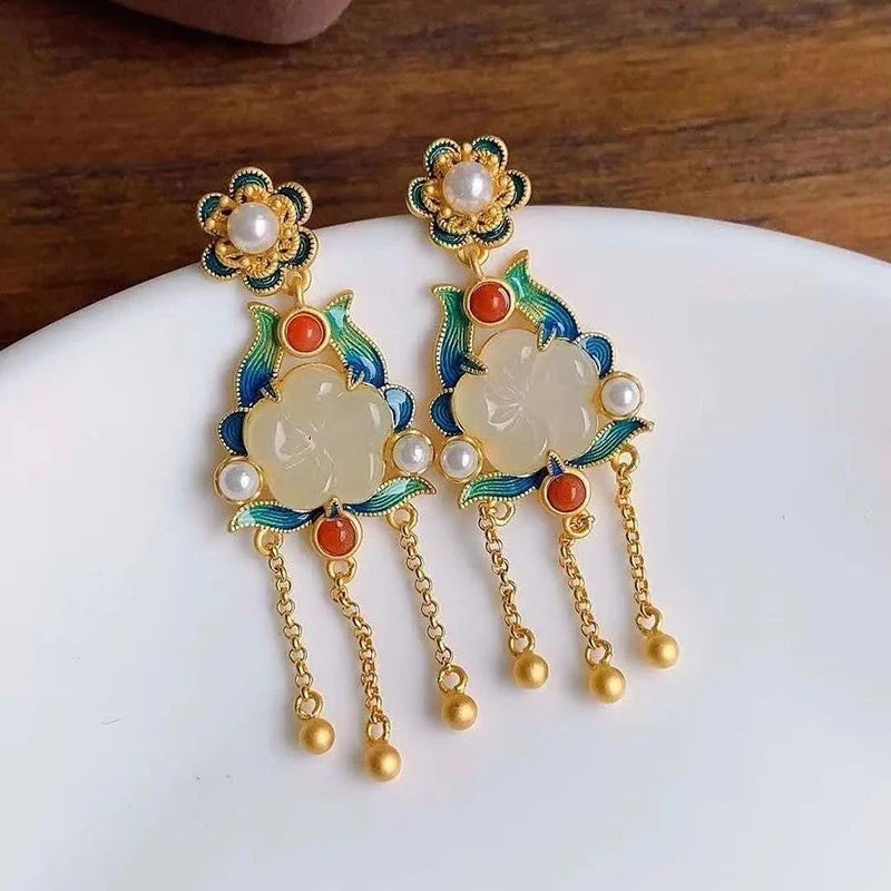 The Amelia Jade Tassel Earrings