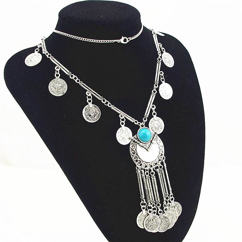 The Long Gypsy Coin Necklace : Turquoise