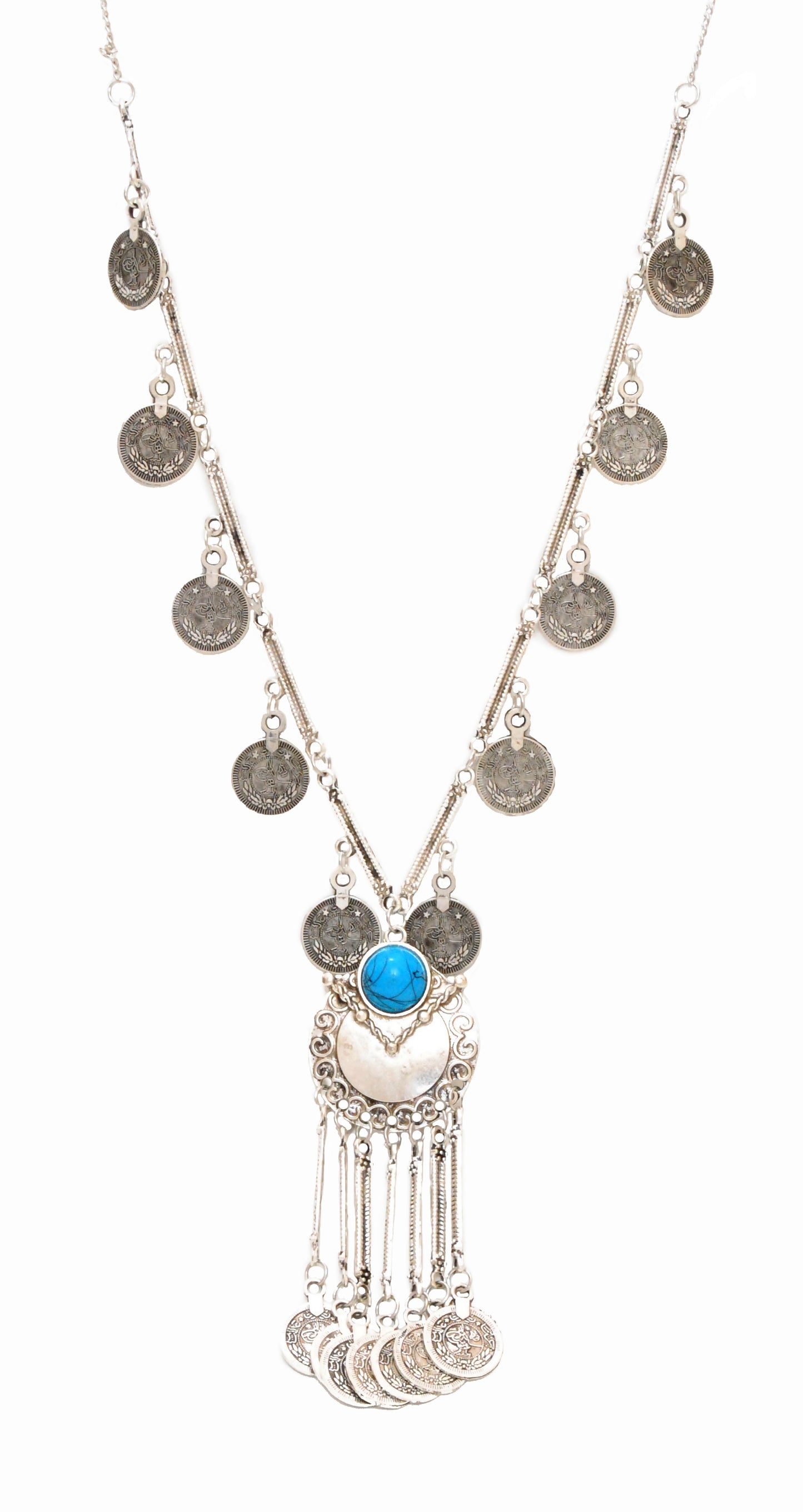 The Long Gypsy Coin Necklace : Turquoise