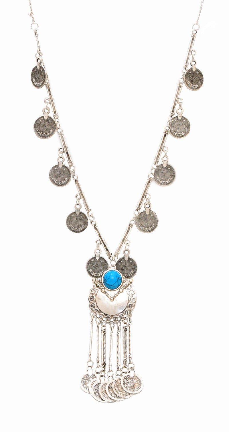 The Long Gypsy Coin Necklace : Turquoise