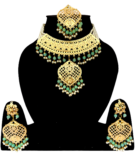 The Princess Jadau Jewellery Set : Pale Green