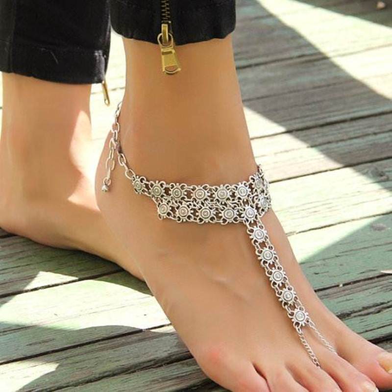 The Gypsy Anklet with Toes Chain