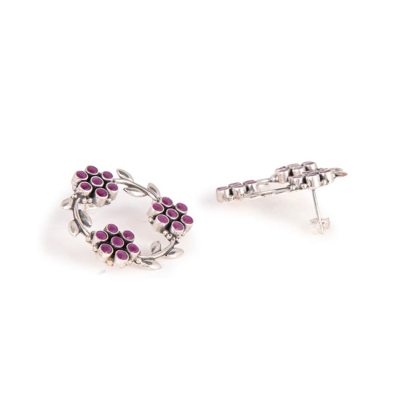 The Floral Wreath Earrings - Wine