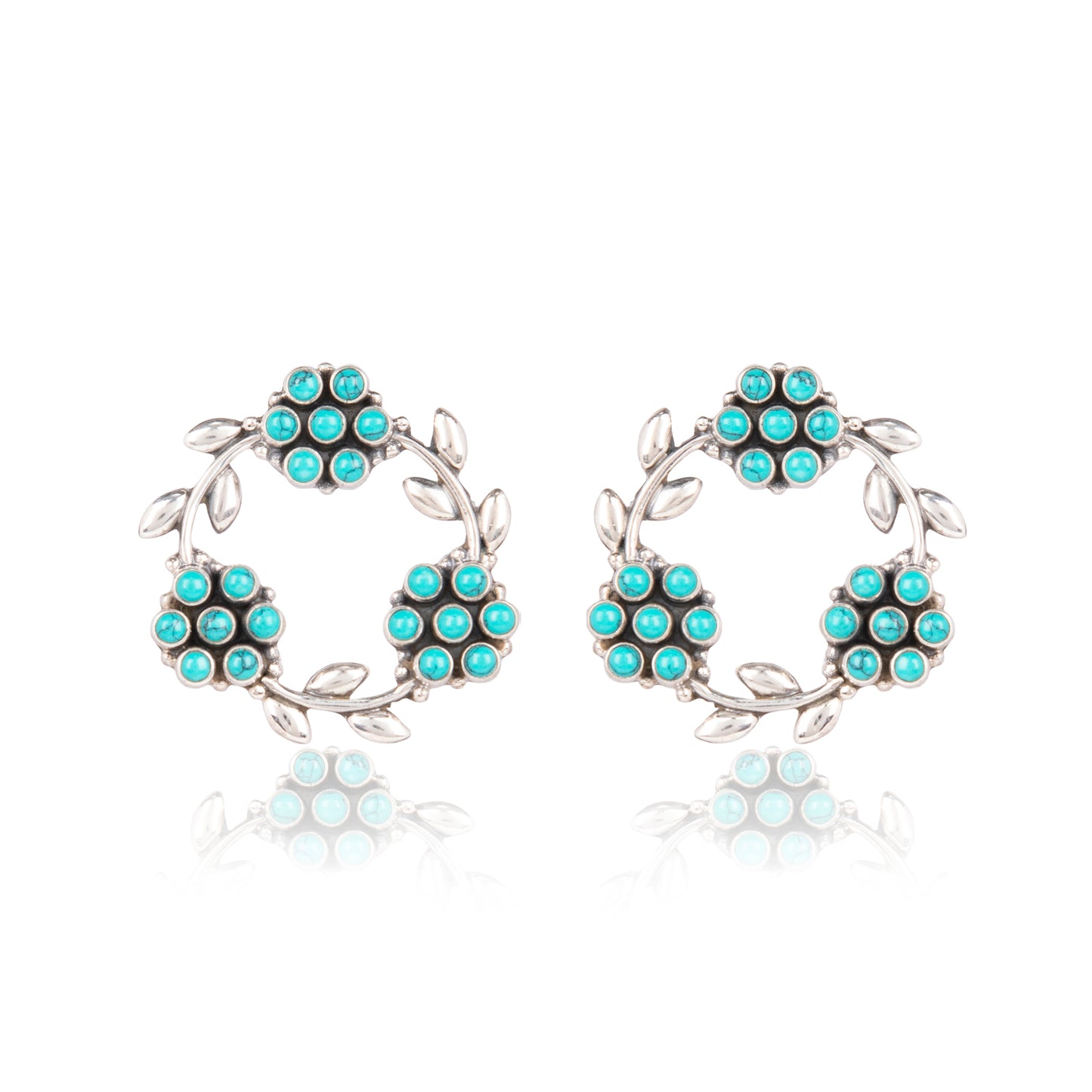 The Floral Wreath Earrings - Turquoise