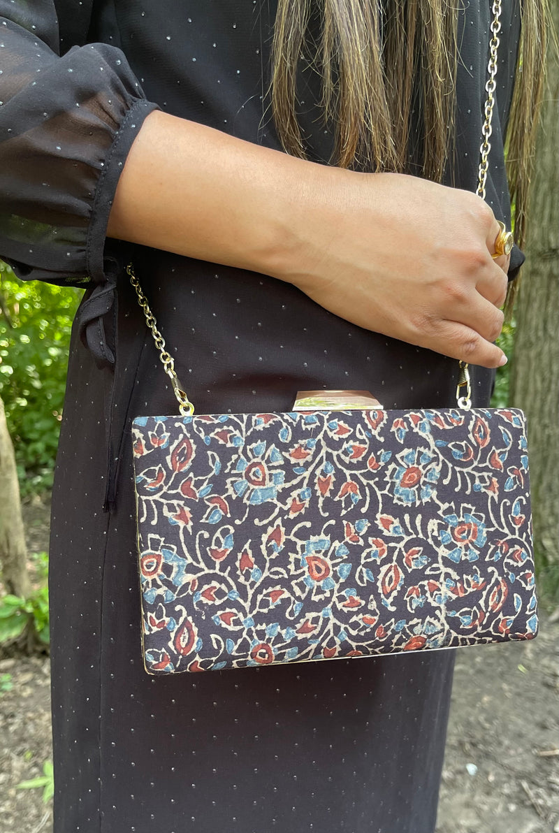 The Kalamkari Box Clutch : Black