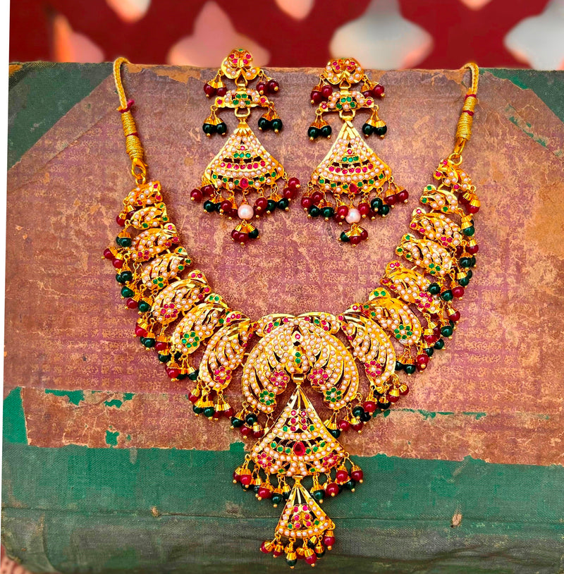 The Gold Plated Mehar Jadau Jewelry Set