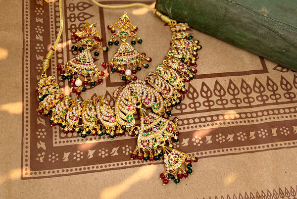 The Gold Plated Mehar Jadau Jewelry Set