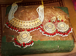 The Princess Jadau Jewellery Set : Red