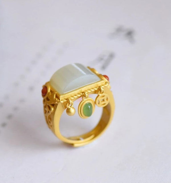 The Sassy Square Jade Ring