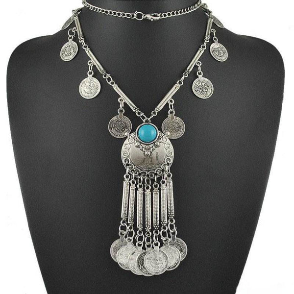 The Long Gypsy Coin Necklace : Turquoise