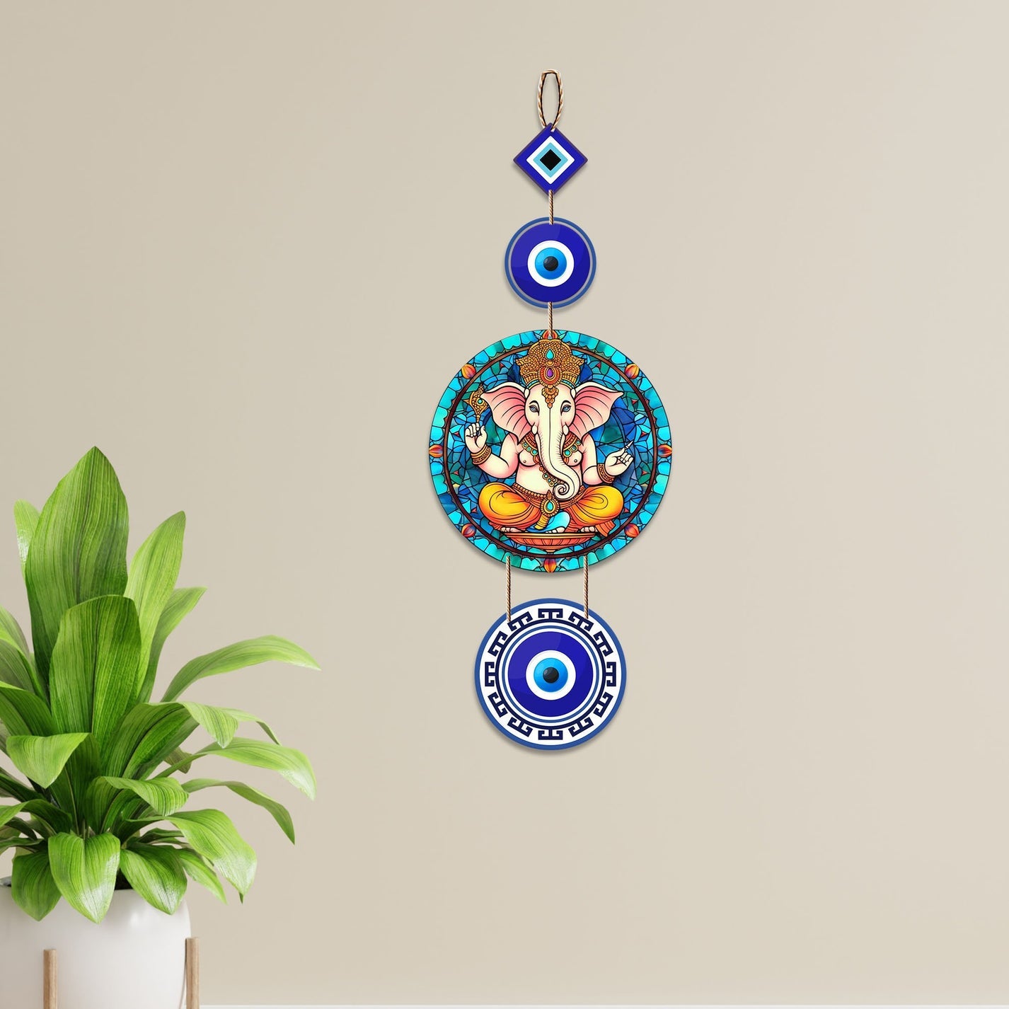 Ganesha Wall Hanging with Evil Eye Protection