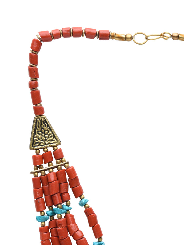 The Five Layered Coral Tribal Necklace